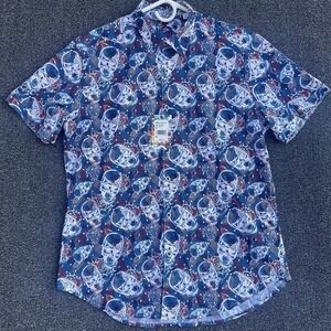 Robert Graham Fayetteville All Over Skull Heads Print Sport Shirt Medium‎ NWT